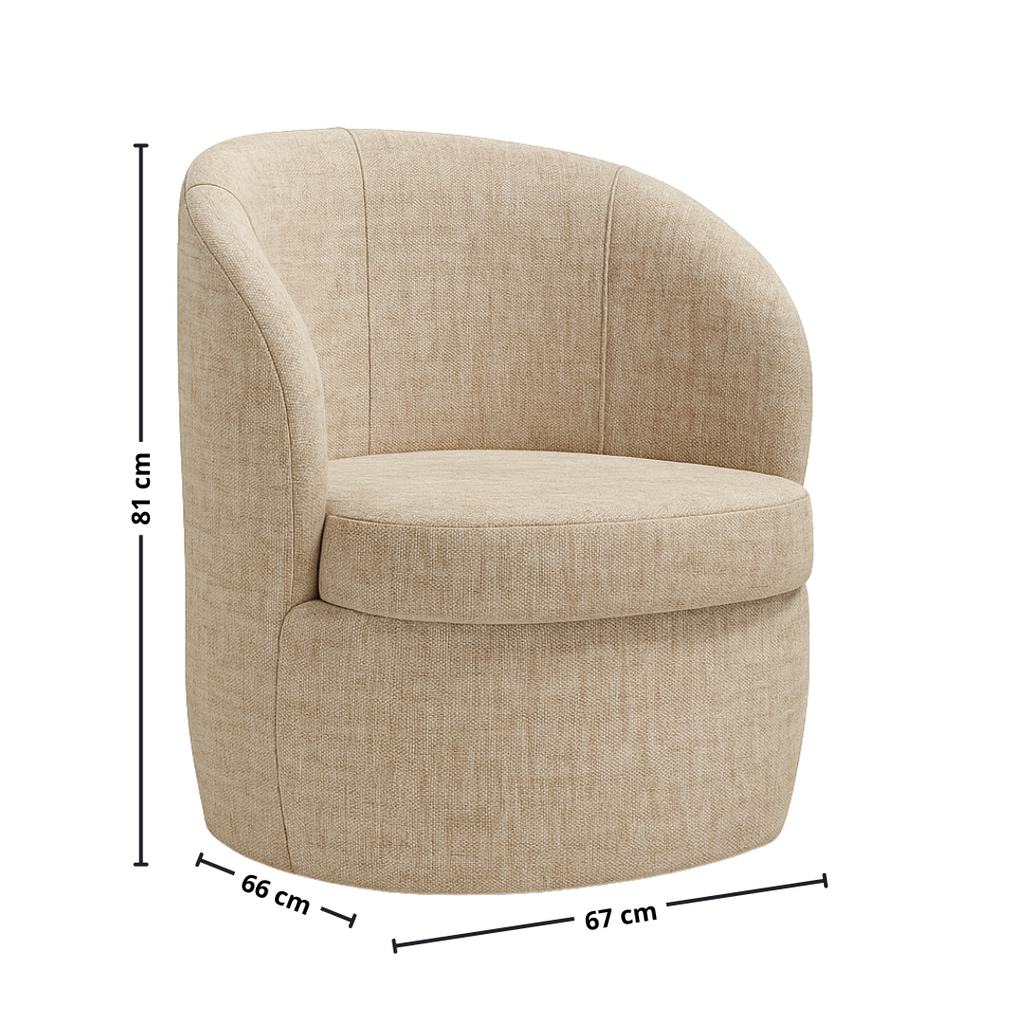 Poltrona Carrara 67cm Konfort Giratória Linho Bege