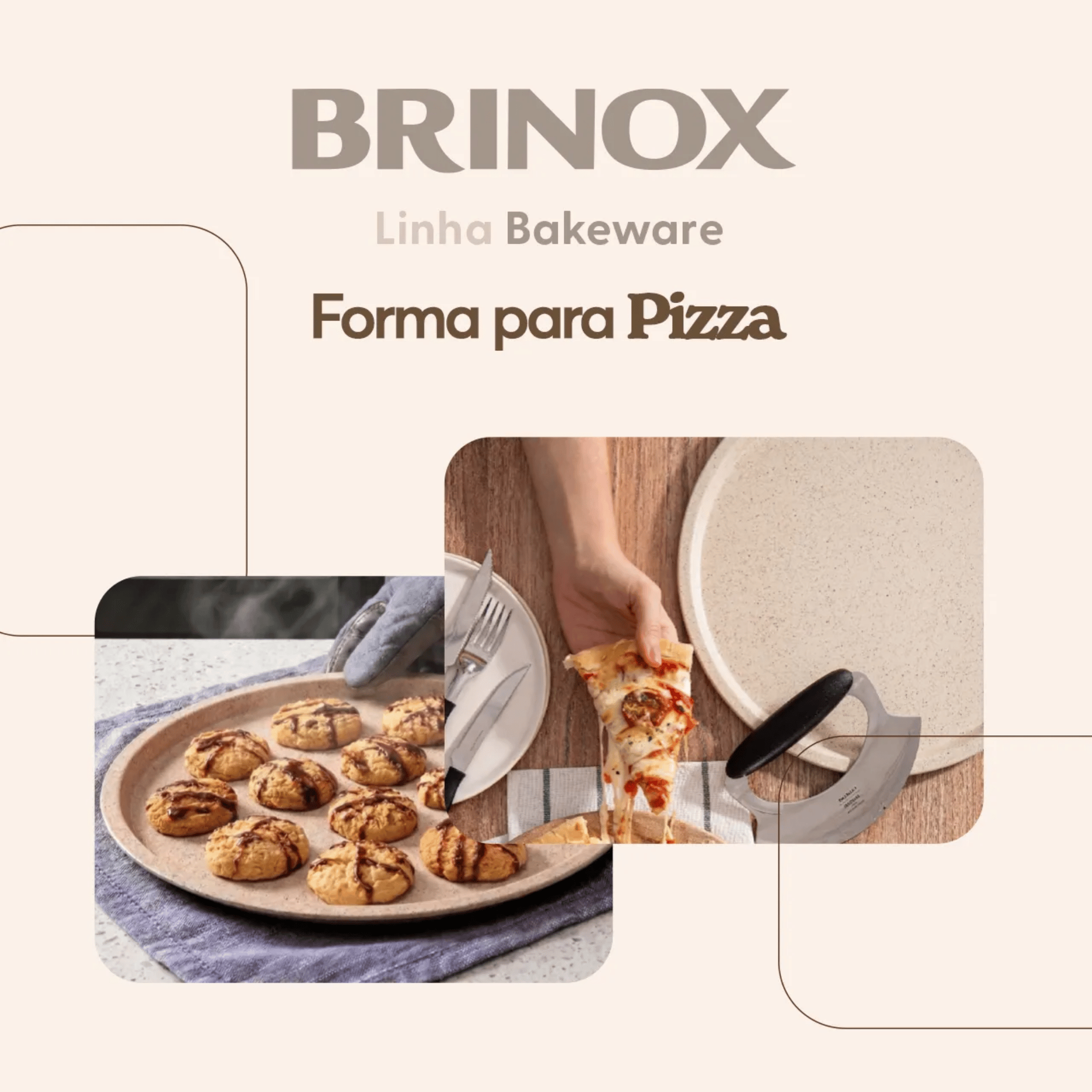 Assadeira Pizza Brinox Ceramic Life Bakeware 33cm Antiaderente Vanilla