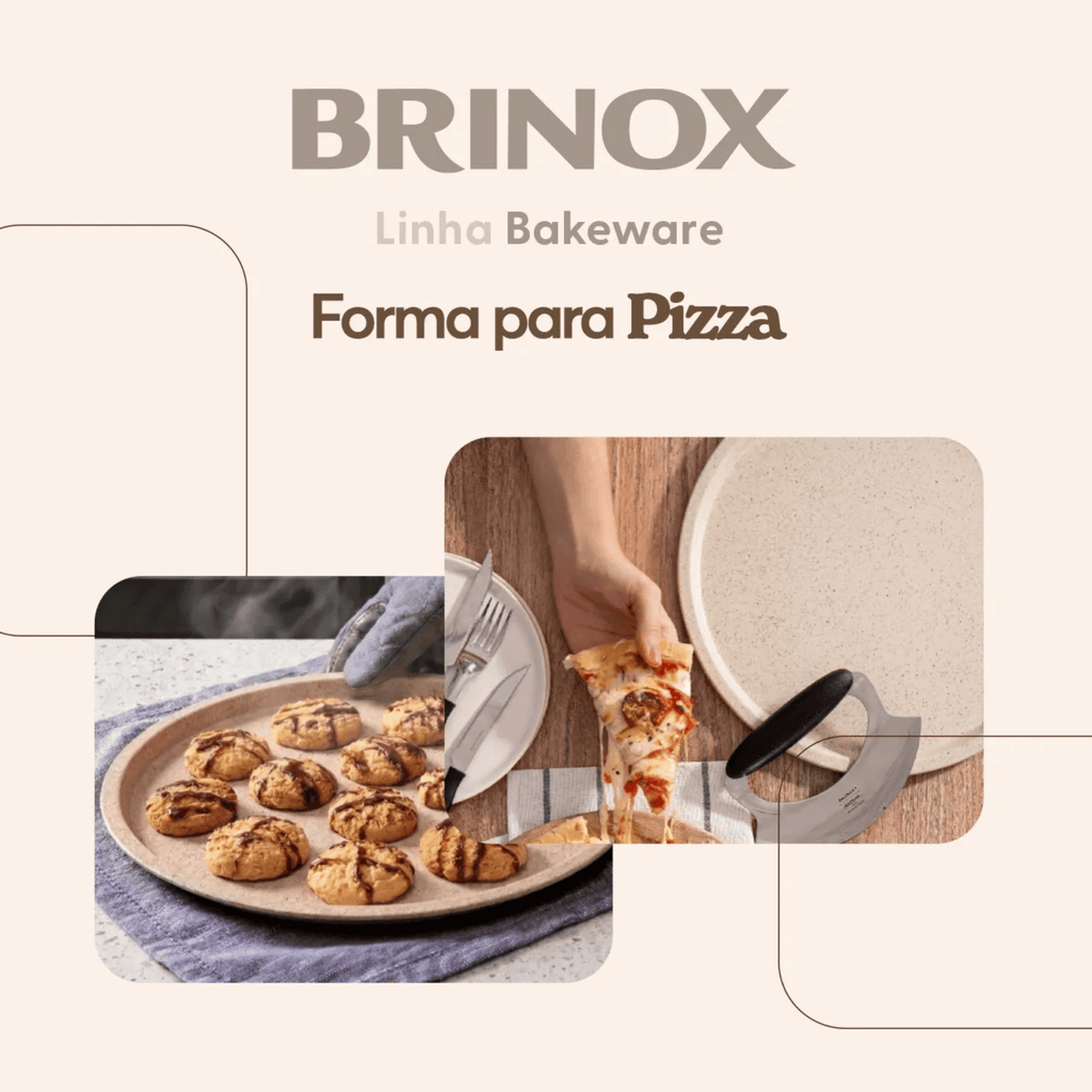 Assadeira Pizza Brinox Ceramic Life Bakeware 33cm Antiaderente Vanilla