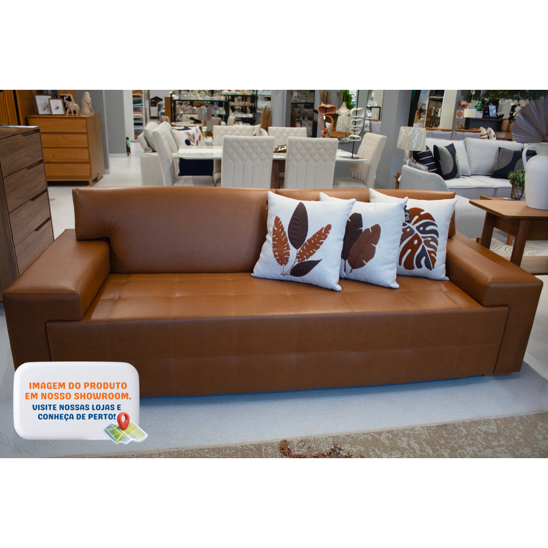 Sofá Living Texas 240cm Temda 2 assentos Courissimo Caramelo