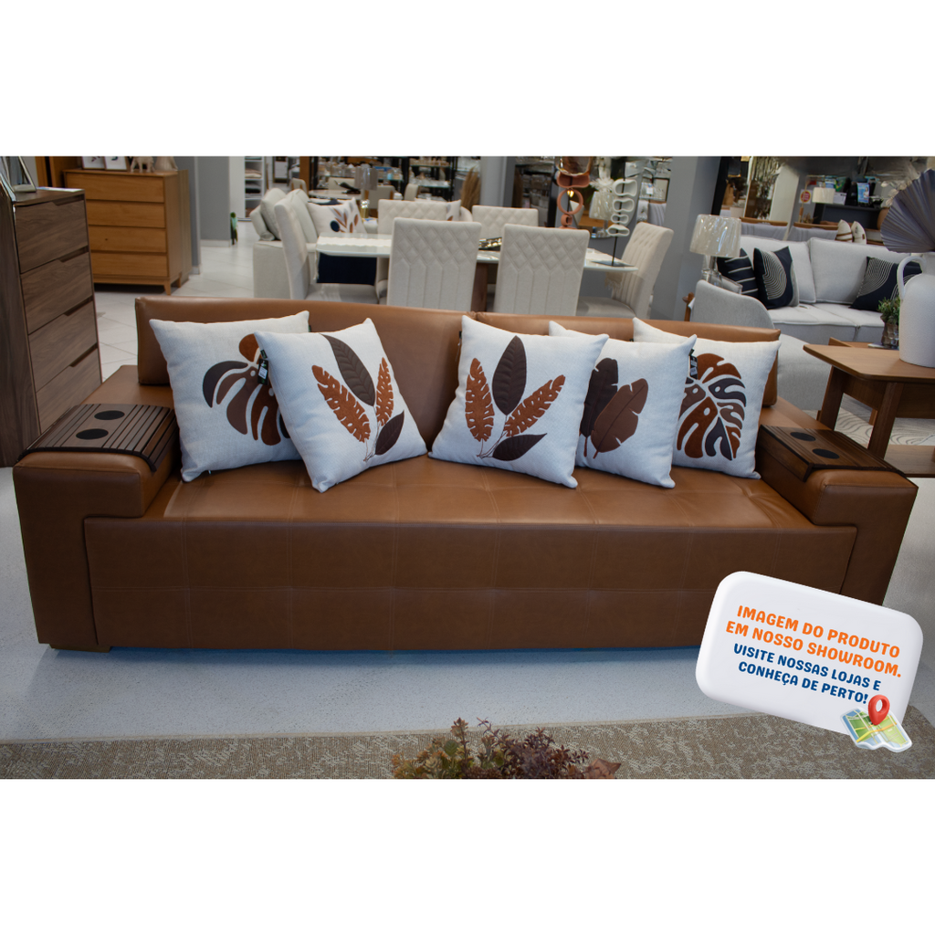 Sofá Living Texas 240cm Temda 2 assentos Courissimo Caramelo
