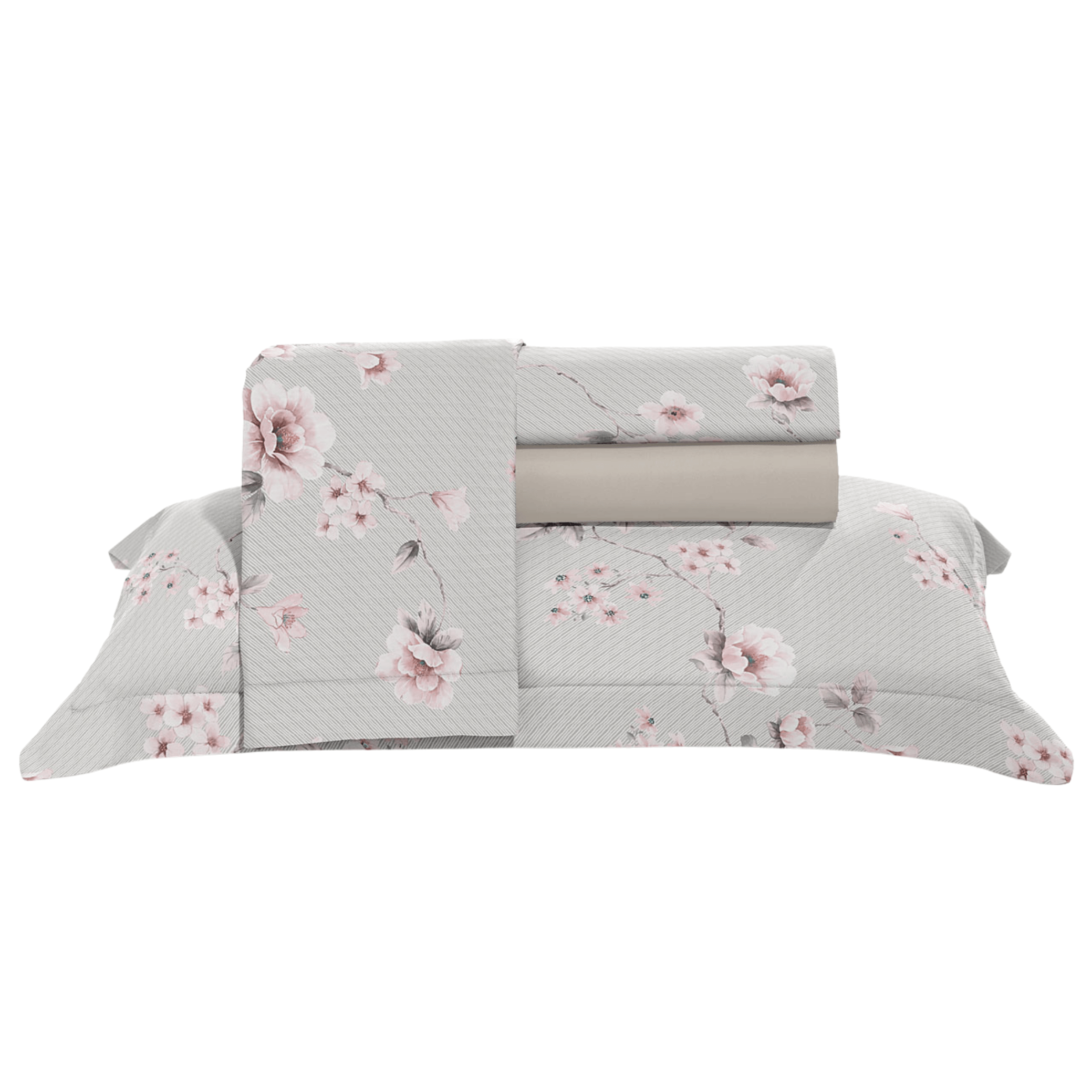 Jogo de Roupa de Cama Casal 4 Peças Hedrons Percal 200 Fios Brisa