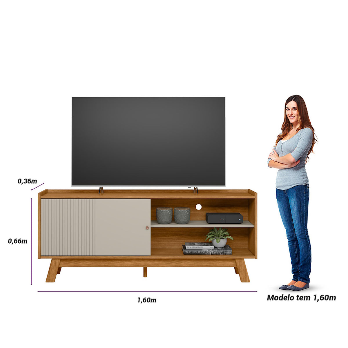 Rack Aurum Linea 160cm Nature e Off White