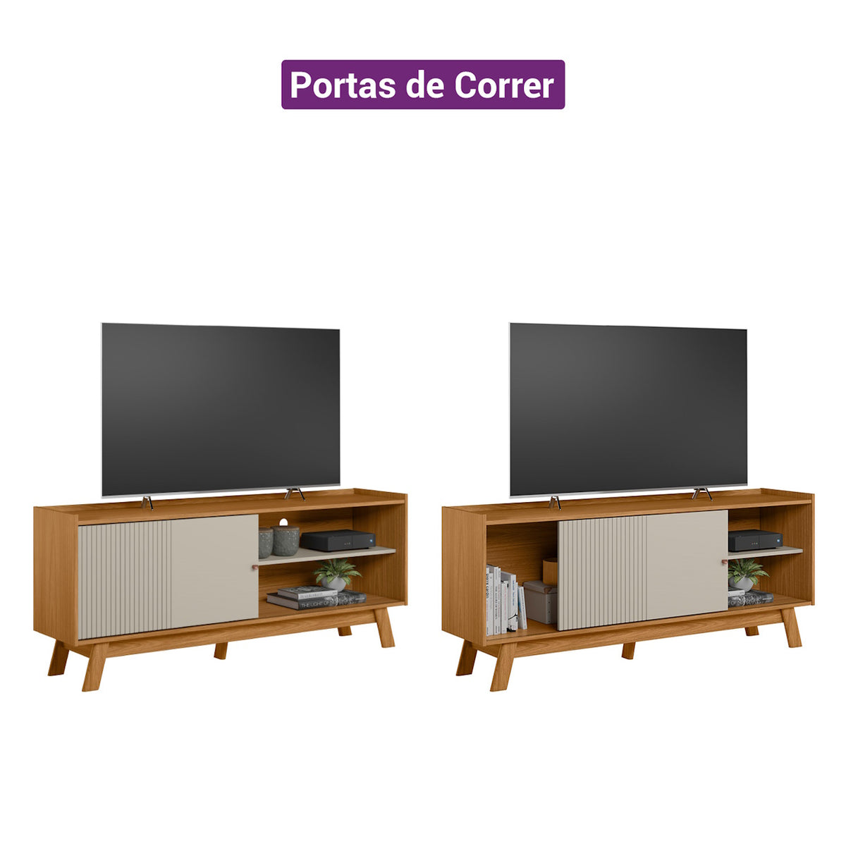 Rack Aurum Linea 160cm Nature e Off White