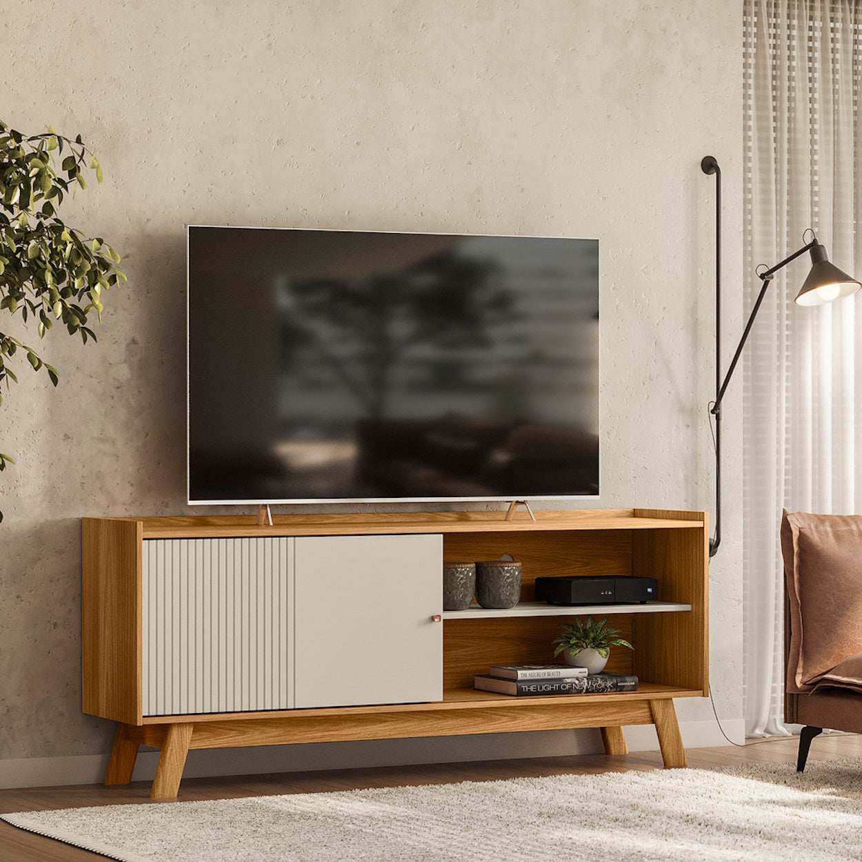 Rack Aurum Linea 160cm Nature e Off White
