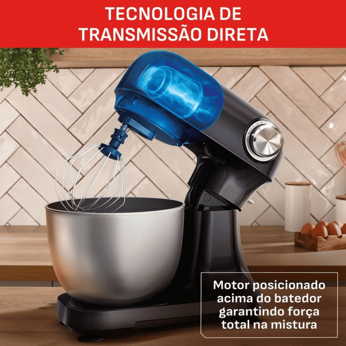 Batedeira Planetária Arno Bake Easy KM10 12 Velocidades 500W Preto 220V