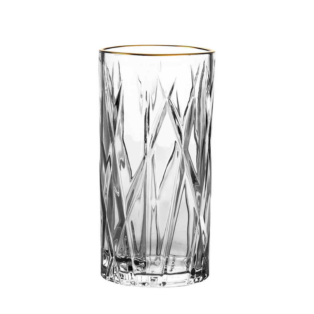 Jogo 6 Copos Full-Fit em Cristal Ecológico  350ml Borda Dourada