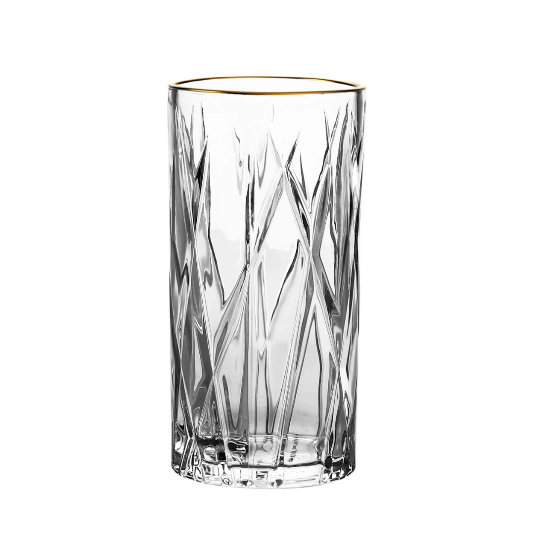 Jogo 6 Copos Full-Fit em Cristal Ecológico  350ml Borda Dourada
