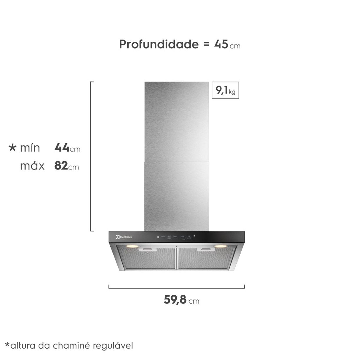 Coifa de Parede Experience Electrolux CE6T 60cm Inteligência Artificial Inox 220V