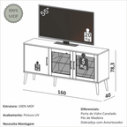 Balcão Buffet R431C Dalla Costa 160cm 3 Portas Carvalho Rosé
