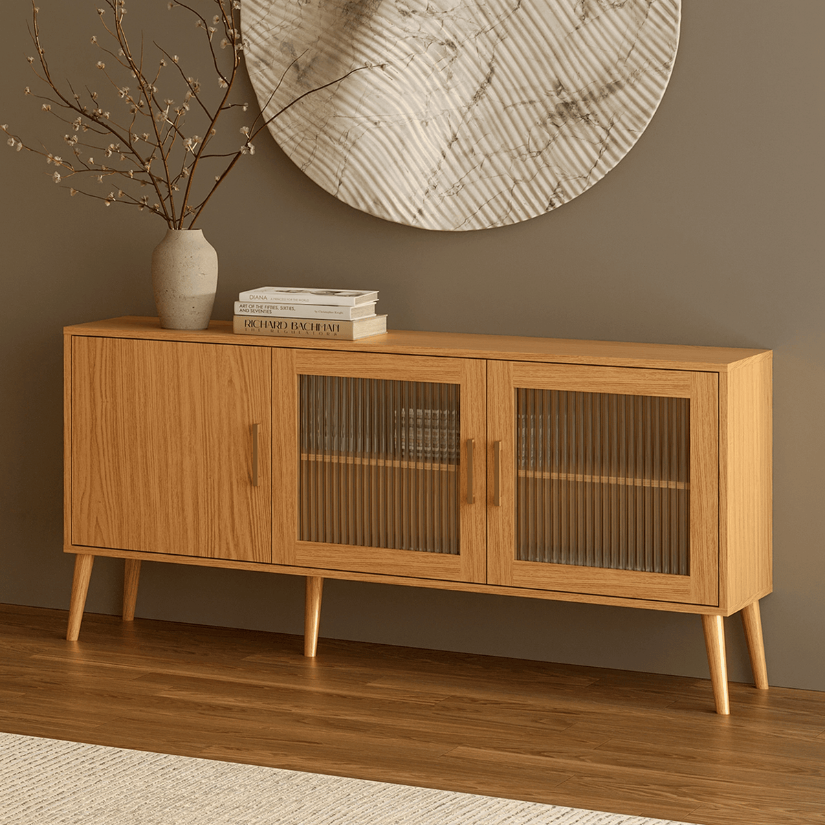 Balcão Buffet R431C Dalla Costa 160cm 3 Portas Carvalho Rosé