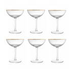 Jogo de 6 Taças Coupe Rojemac Lines Fio Ouro em Cristal 250ml