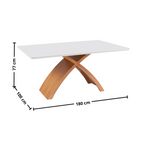 Mesa Retangular Lais Artsoli 180x100cm Tampo de Vidro Off White