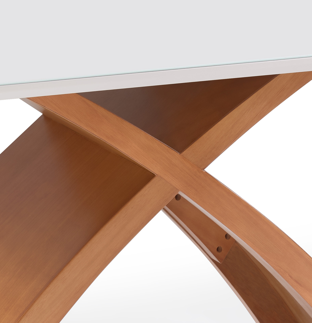 Mesa Retangular Lais Artsoli 180x100cm Tampo de Vidro Off White
