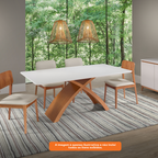 Mesa Retangular Lais Artsoli 180x100cm Tampo de Vidro Off White