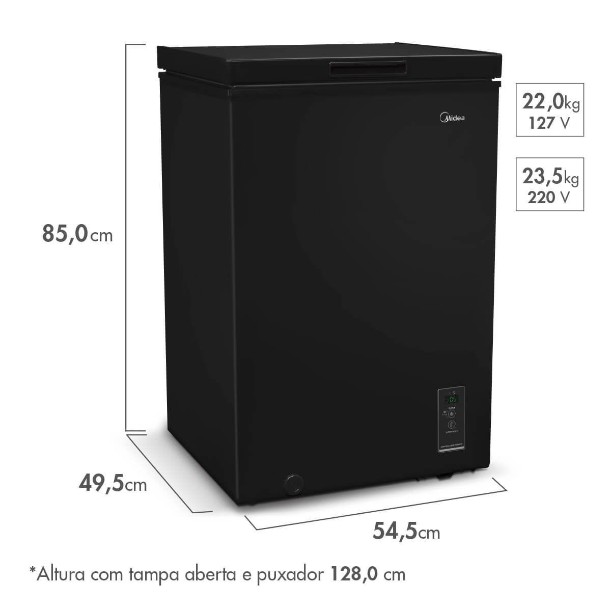 Freezer Horizontal Midea Flexbeer 100L CBA10P 1 Tampa Preto 220V