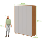 Roupeiro Loop Lopas 184cm 100% MDF 4 Portas com Pés Amêndoa e Off White