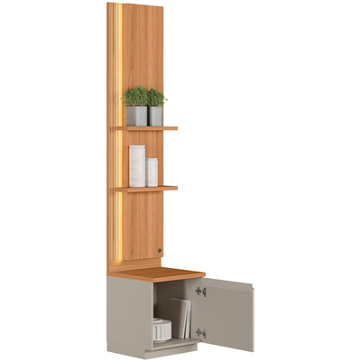 Módulo Lateral para Home Magnum Linea com Prateleiras e LED 45cm Canela e Gris Fosco
