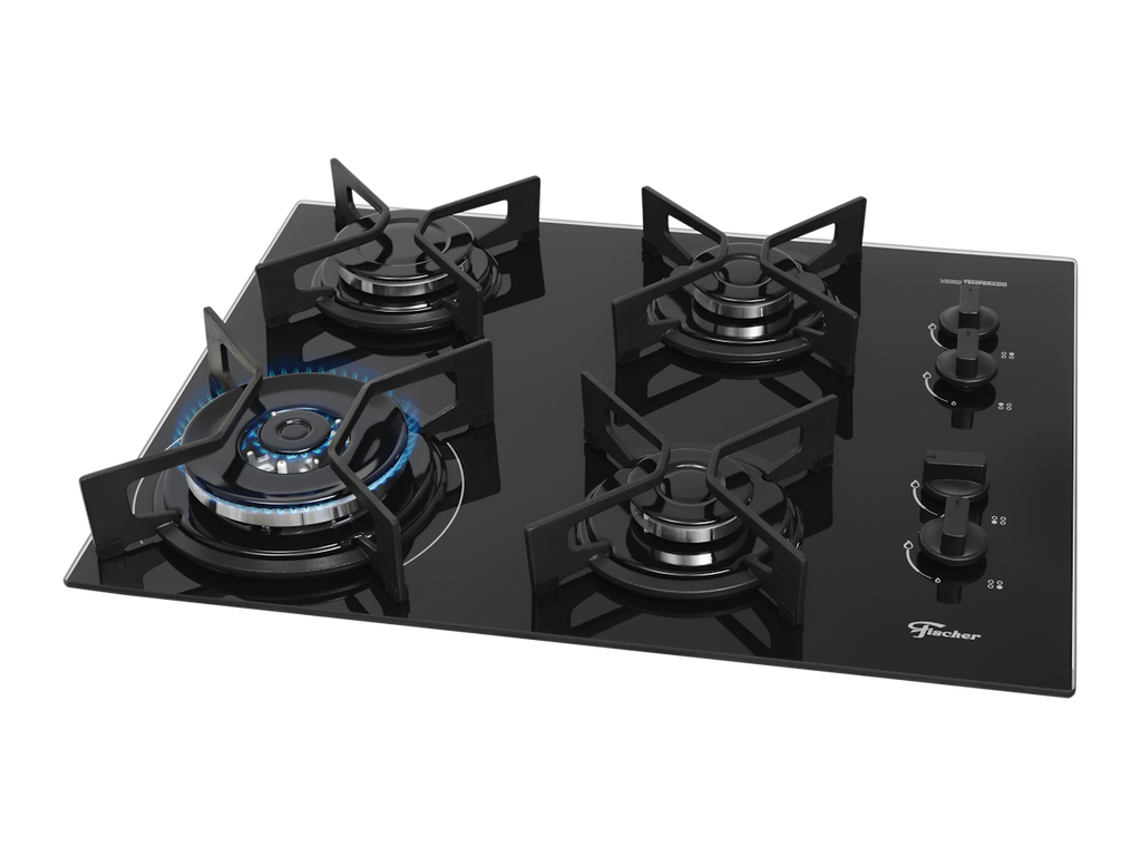 Cooktop à Gás Fischer 4 Bocas Fit Line 36330-102673 Trempe Iron Preto Bivolt
