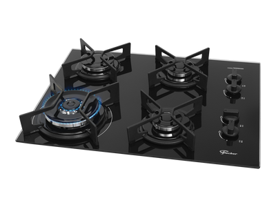 Cooktop à Gás Fischer 4 Bocas Fit Line 36330-102673 Trempe Iron Preto Bivolt
