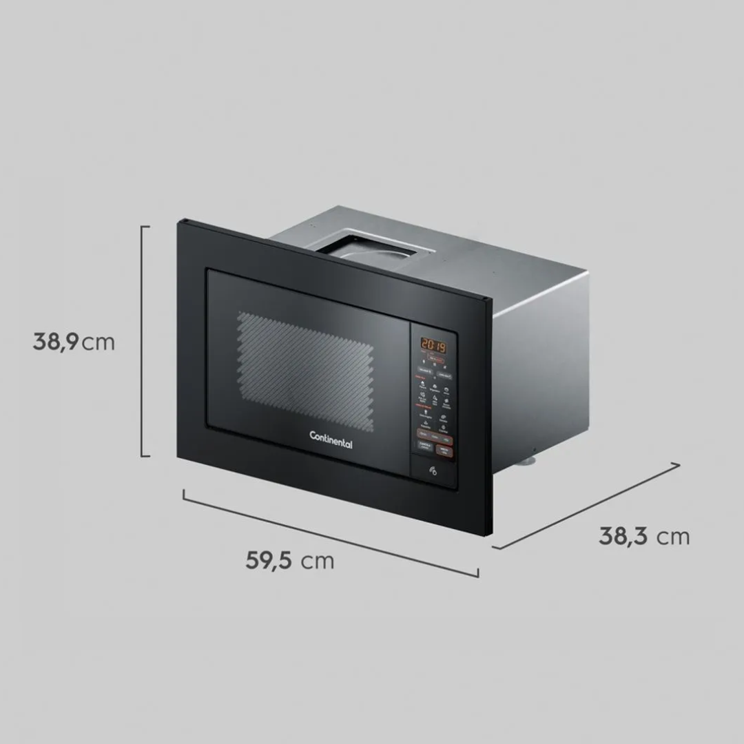 Micro-ondas de Embutir Continental 27L MC2EP com Função Tira Odor Preto 220V