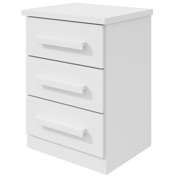 Mesa de Cabeceira Baião Lopas 3 Gavetas Branco