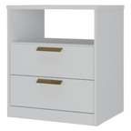Mesa de Cabeceira Divino Mambel 100% MDF 2 Gavetas Branco