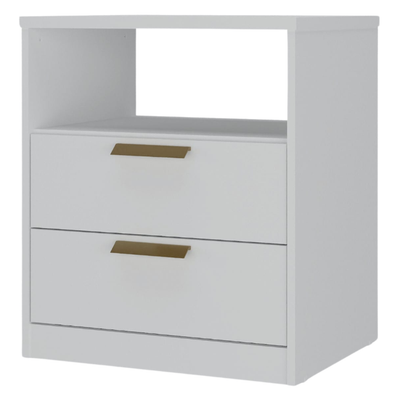 Mesa de Cabeceira Divino Mambel 100% MDF 2 Gavetas Branco