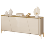 Balcão Buffet Liara Dj Móveis 180cm 4 Portas Off White com Dourado
