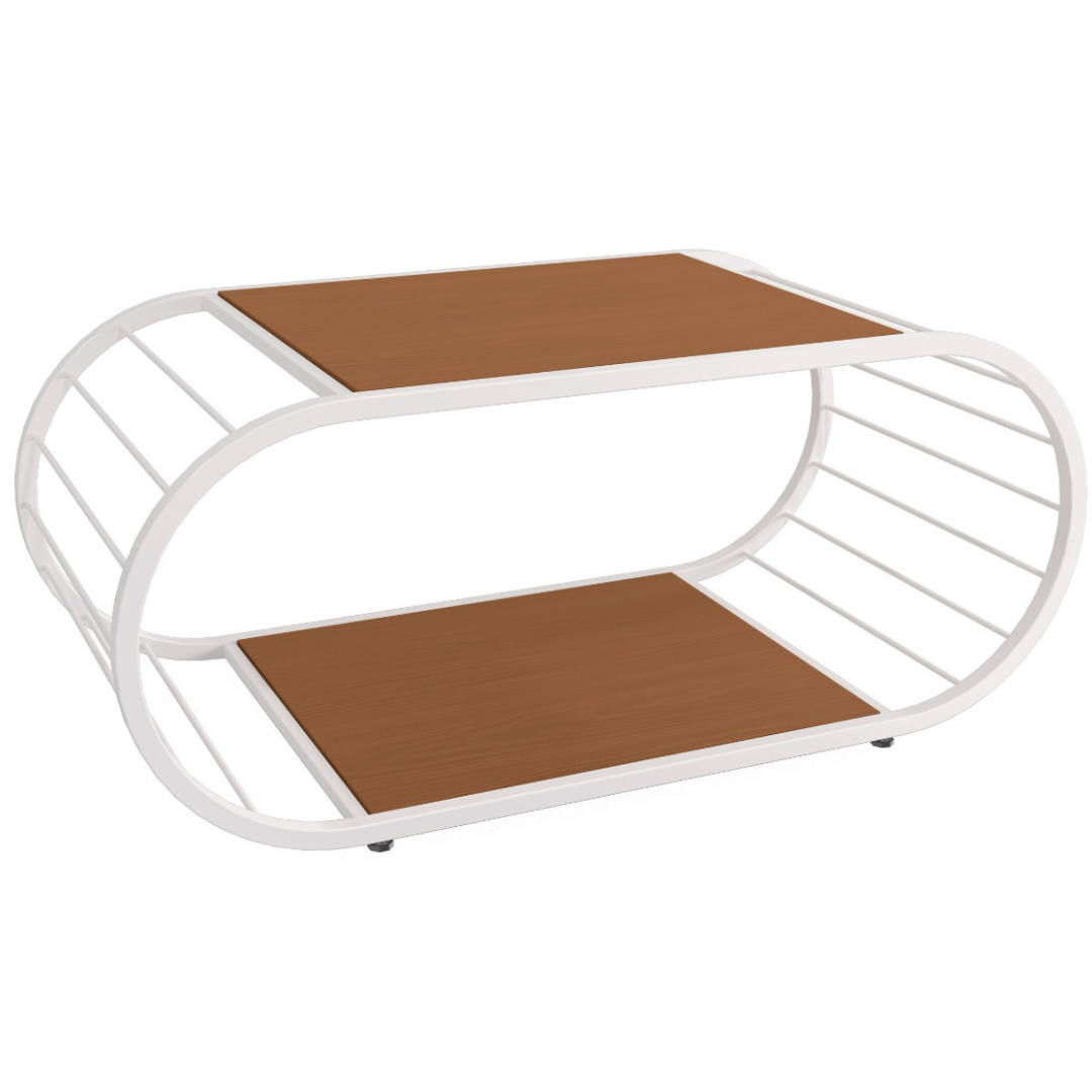 Mesa de Centro Retangular Kappesberg 90x50 Canela e Branco