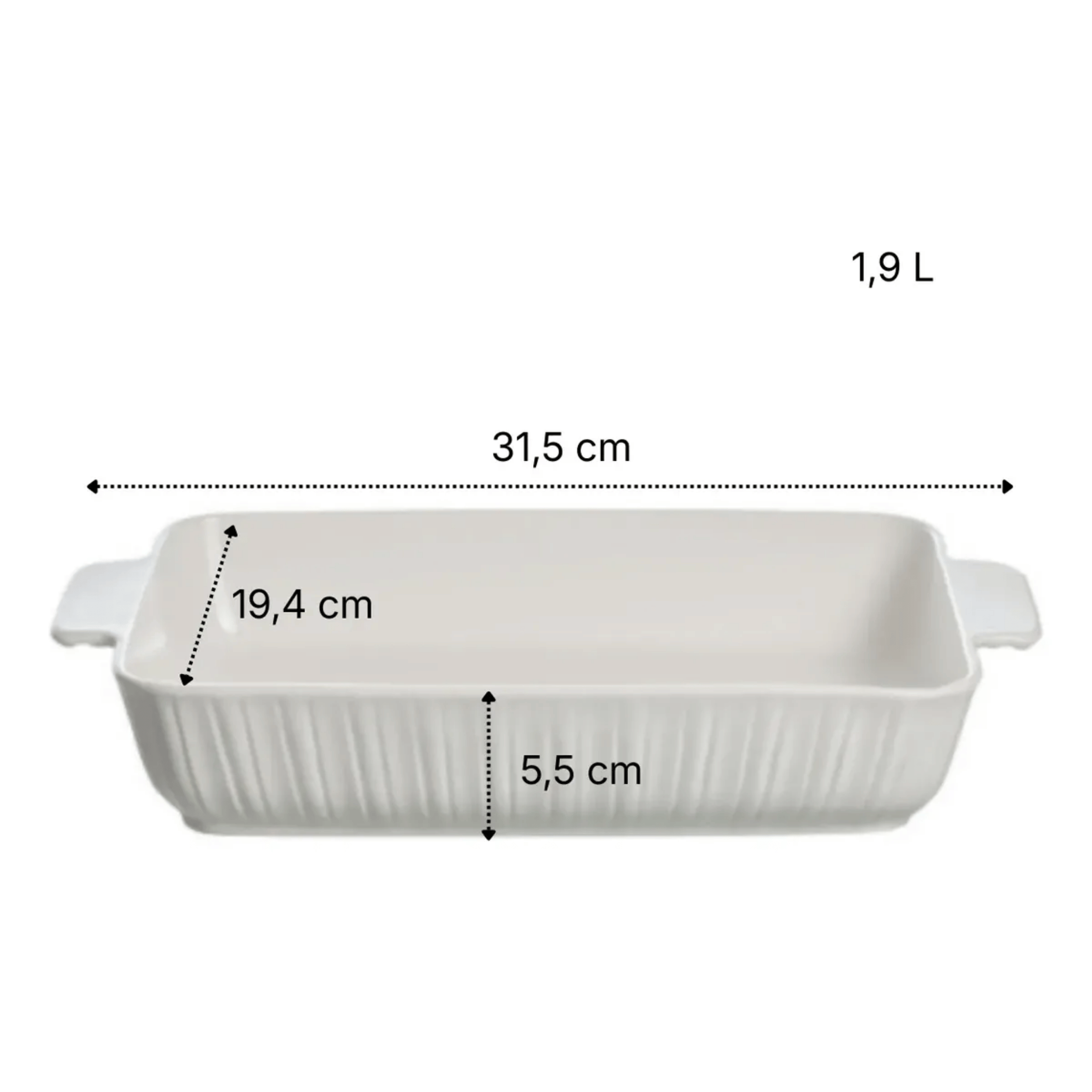 Travessa de Porcelana Full-Fit Blanc com Alça 31,5cm Branco