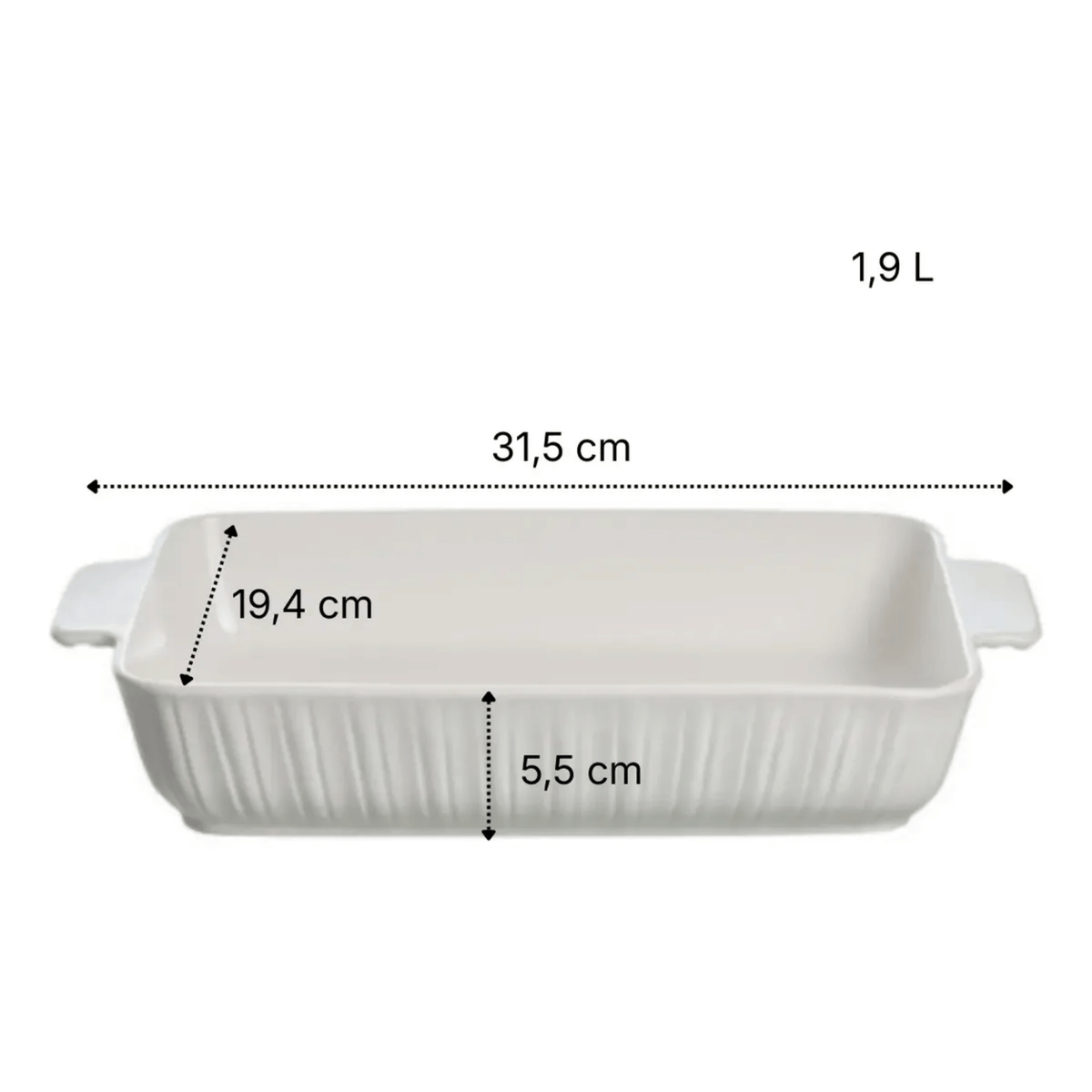 Travessa de Porcelana Full-Fit Blanc com Alça 31,5cm Branco
