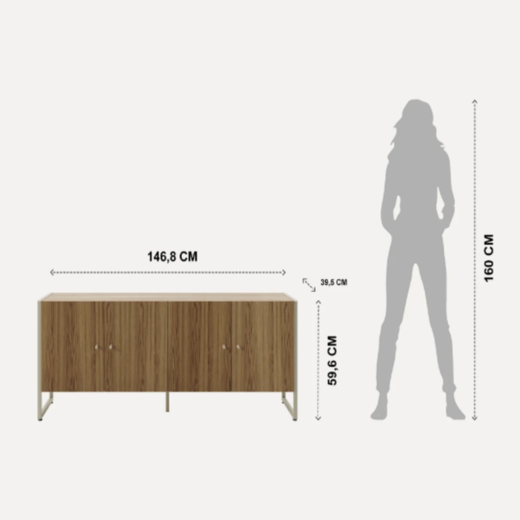 Rack Voss Província 147cm 4 Portas Freijó e Champanhe