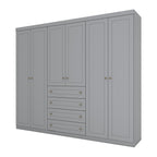 Roupeiro Americano Henn 262cm 6 Portas 4 Gavetas Cinza