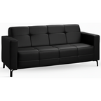 Sofá Living Hamilton 200cm Konfort Pés Metal Preto Courino Preto