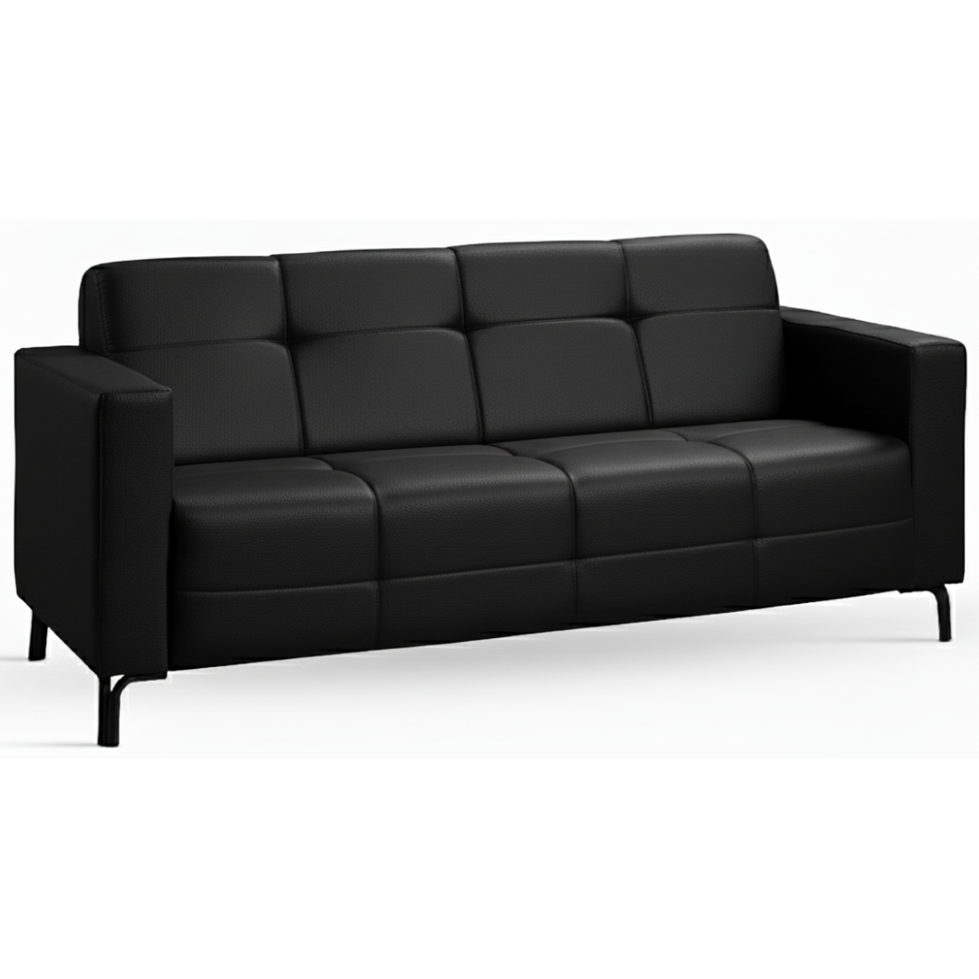 Sofá Living Hamilton 200cm Konfort Pés Metal Preto Courino Preto