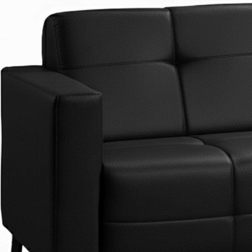 Sofá Living Hamilton 200cm Konfort Pés Metal Preto Courino Preto