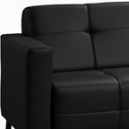 Sofá Living Hamilton 200cm Konfort Pés Metal Preto Courino Preto