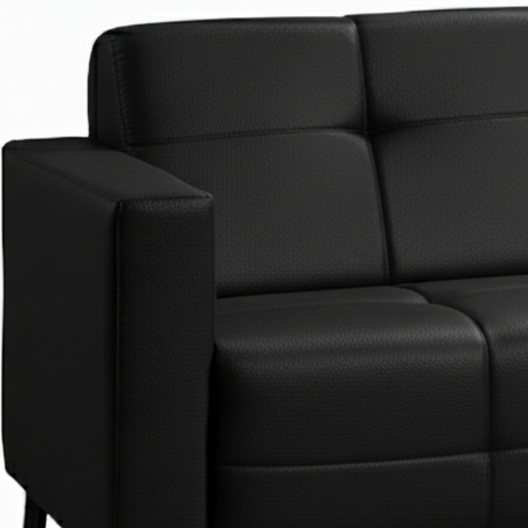 Sofá Living Hamilton 200cm Konfort Pés Metal Preto Courino Preto