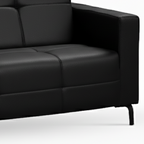 Sofá Living Hamilton 200cm Konfort Pés Metal Preto Courino Preto