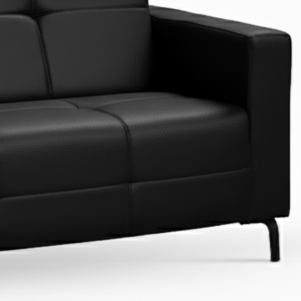 Sofá Living Hamilton 200cm Konfort Pés Metal Preto Courino Preto