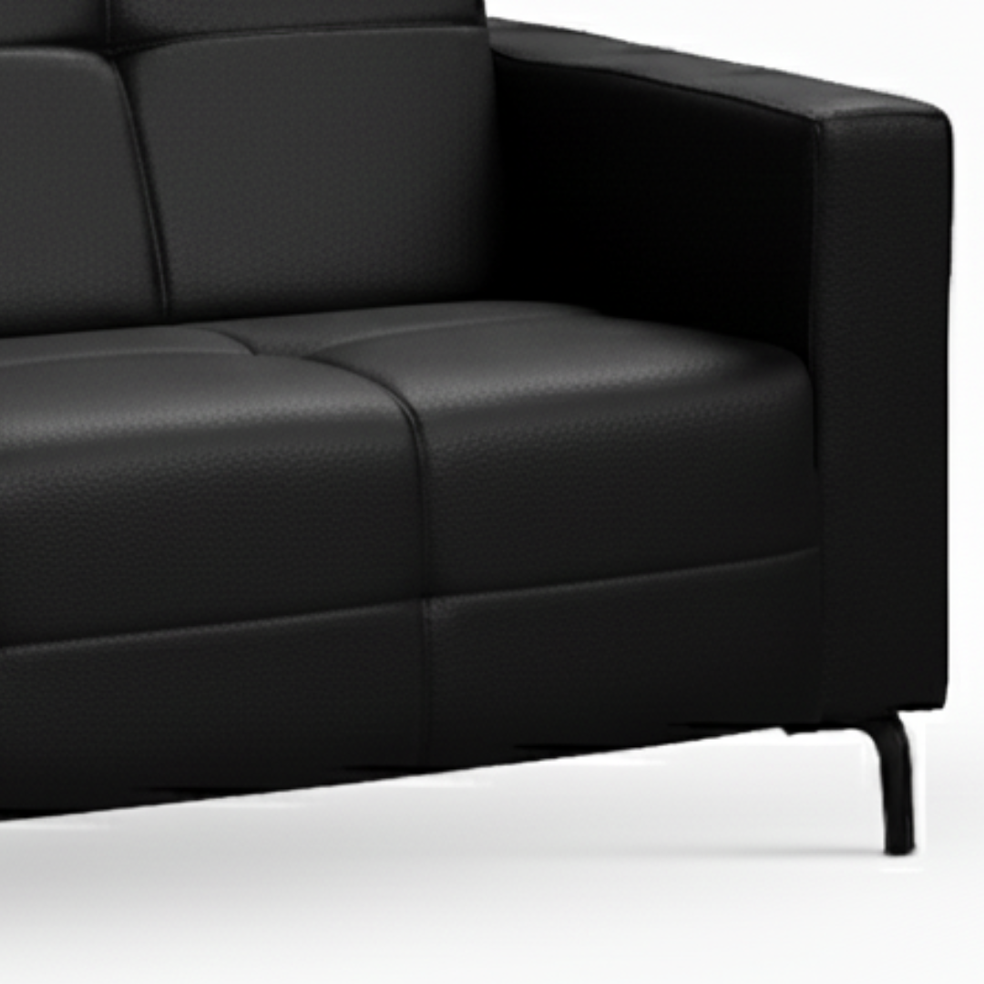 Sofá Living Hamilton 200cm Konfort Pés Metal Preto Courino Preto