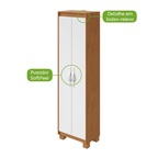 Armário Multiuso Bliss Lopas 2 Portas 50cm Amêndoa e Branco