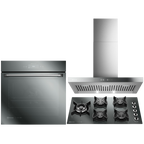 Kit Electrolux Home Pro Forno Elétrico Embutir 80L +Cooktop 5 Bocas +Coifa de Parede 90cm Espelhado 220V