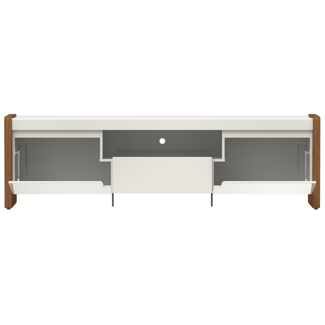 Rack Bristol Província 188cm 2 Portas 1 Gaveta Off White Fosco/Natural
