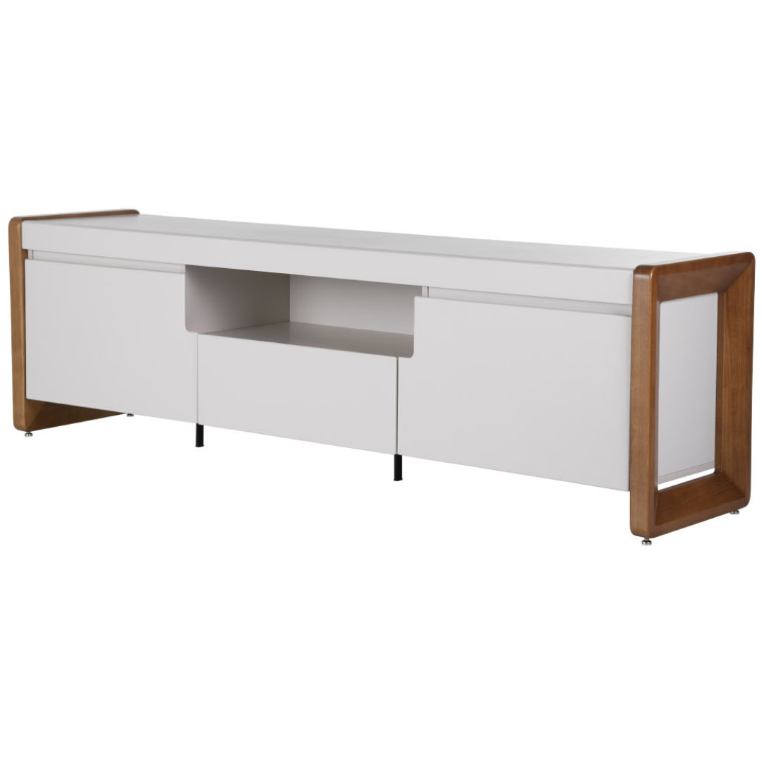 Rack Bristol Província 188cm 2 Portas 1 Gaveta Off White Fosco/Natural