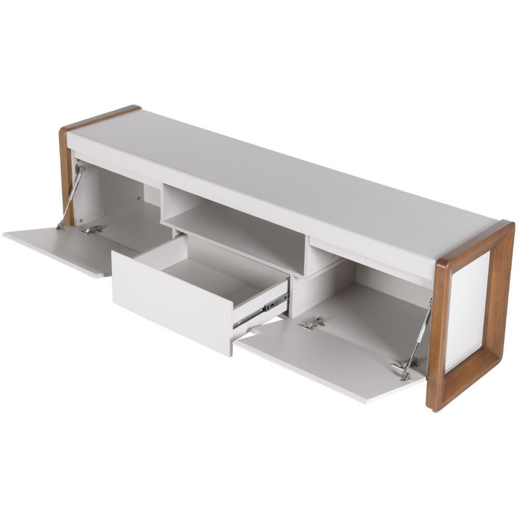 Rack Bristol Província 188cm 2 Portas 1 Gaveta Off White Fosco/Natural