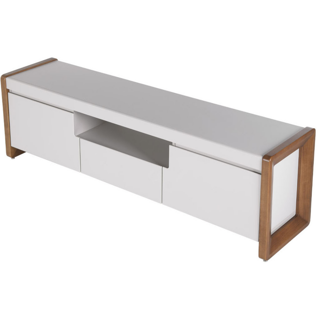 Rack Bristol Província 188cm 2 Portas 1 Gaveta Off White Fosco/Natural