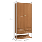 Armário Industrial Closet LI048 Kappesberg 89cm 2 Portas 2 Gavetas Canela e Branco