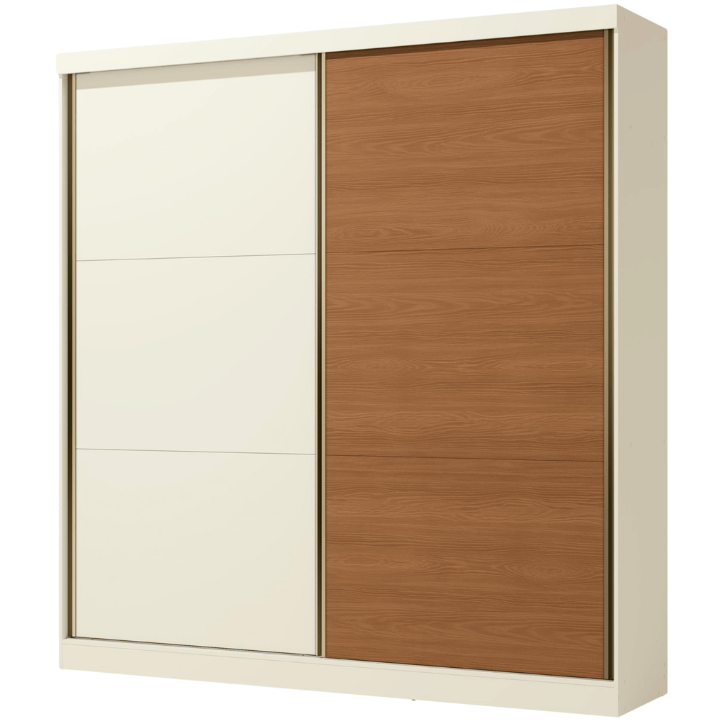 Roupeiro T592 Kappesberg 220cm 2 Portas Correr Flex Off White e Canela
